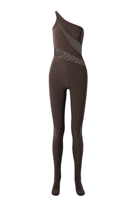 Snake Mesh Catsuit with Footsie